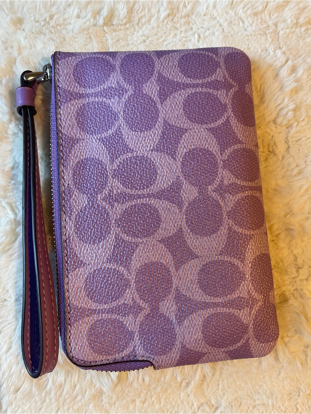Coach Lavender Signature Canvas Wristlet - Picture 2 of 8